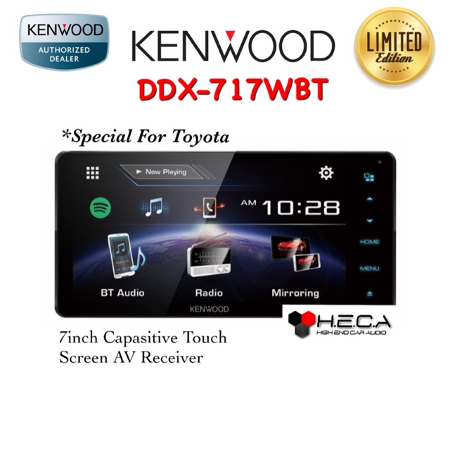 Kenwood DDX-717WBT Head Unit Double Din DDX 717 WBT Tape Mobil DDX717WBT Audio DX 717WBT For Toyota