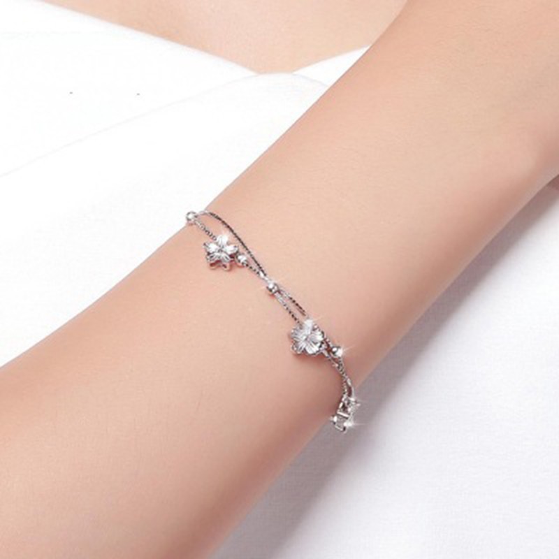925 gelang perak murni gelang wanita dengan perhiasan berlian sederhana