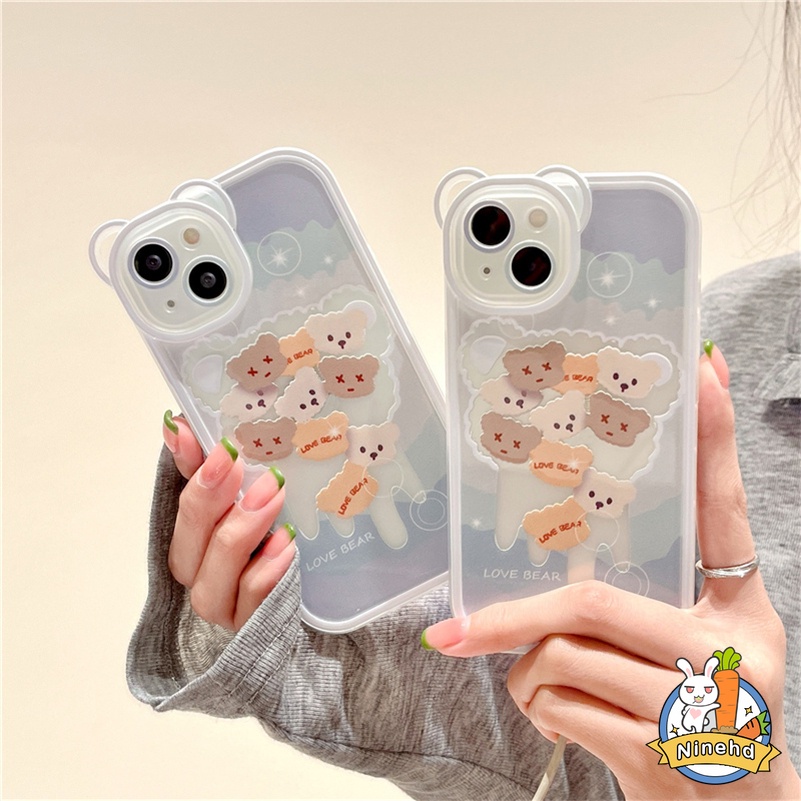 Soft Case Silikon TPU Motif Kepala Beruang Untuk iPhone 13 12 11 Pro Max X Xr Xs Max SE 2020 8 7 6 6s Plus