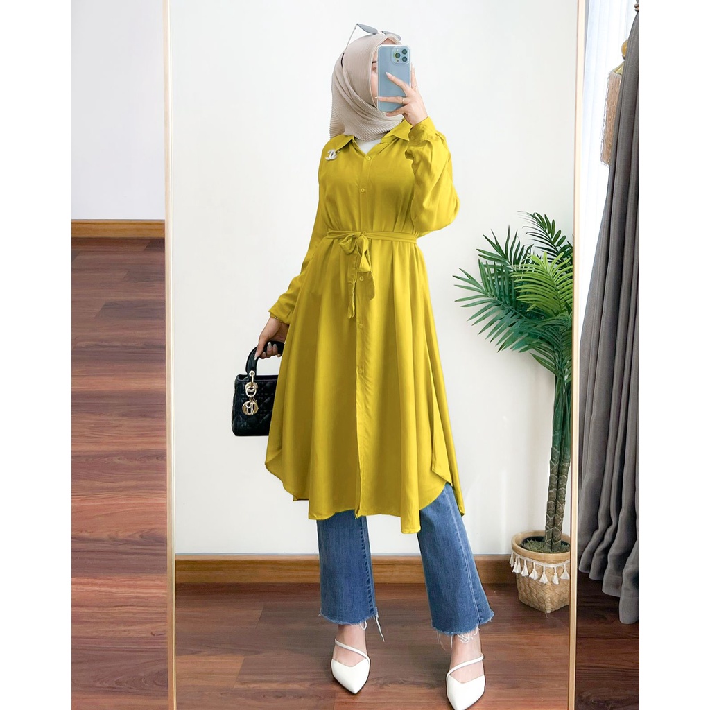 NEW- Salma Tunik JUMBO LD 120 / ATASAN WANITA BAHAN ADEM RAYON / TUNIK TERBARU / ATASAN TUNIK TERMURAH / TUNIK POLOS  / Kemeja Atasan Wanita OVERSIZE Lengan Panjang Bahan Cotton Crinkle