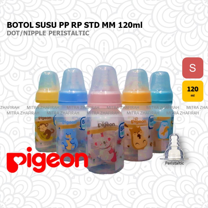 Botol SUSU PIGEON PP RP STD MM 120ml Dot NIPPLE Peristaltic S 0-3bln