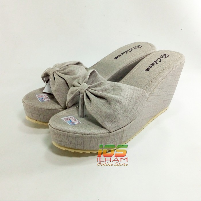 Sandal Wedges Wanita Clara T.04 Hak 8cm Size 37-40 Abu2