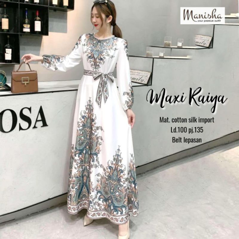 GAMIS KATUN SILK MEWAH MOTIF BATIK MAXY RAIYA BY MANISHA