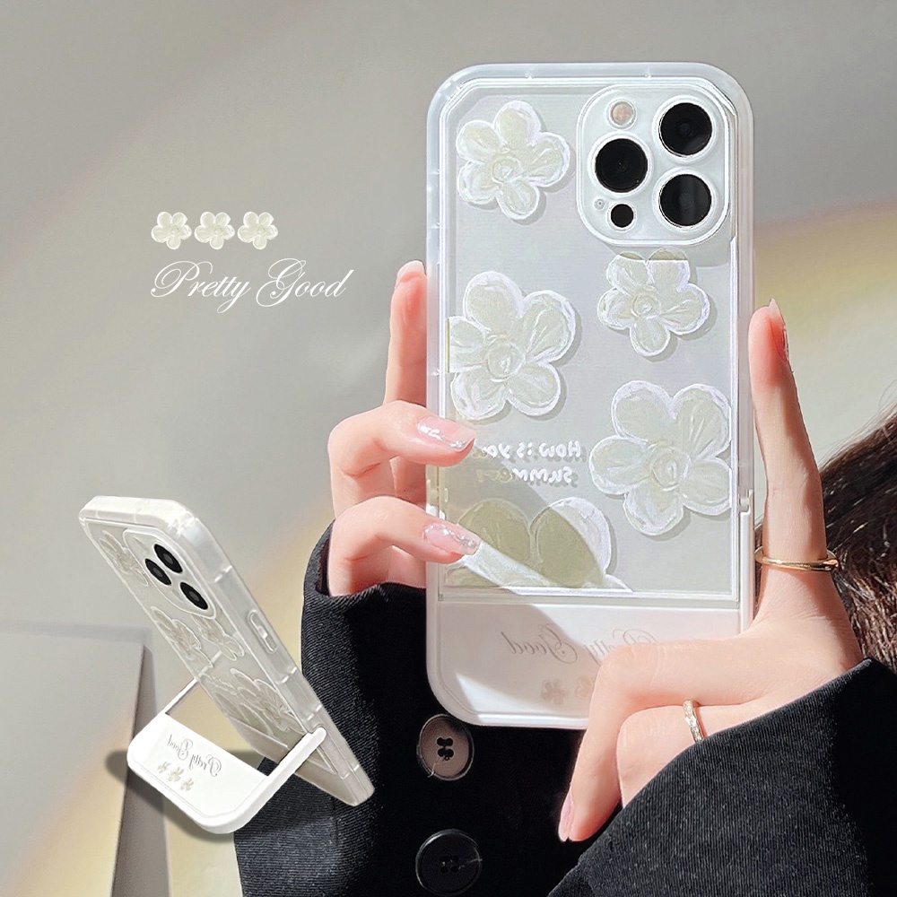 Soft Case Bracket Stand Holder Motif Kartun Bunga Untuk iPhone 11 12 13 14 Pro Max 6 6S Plus 7 8 14 Plus XR X Xs Max SE 2020 2022