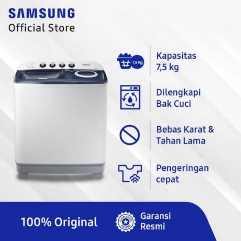 Mesin Cuci Samsung (KHUSUS MEDAN) 2 Tabung 7.5kg WT75H3210MB