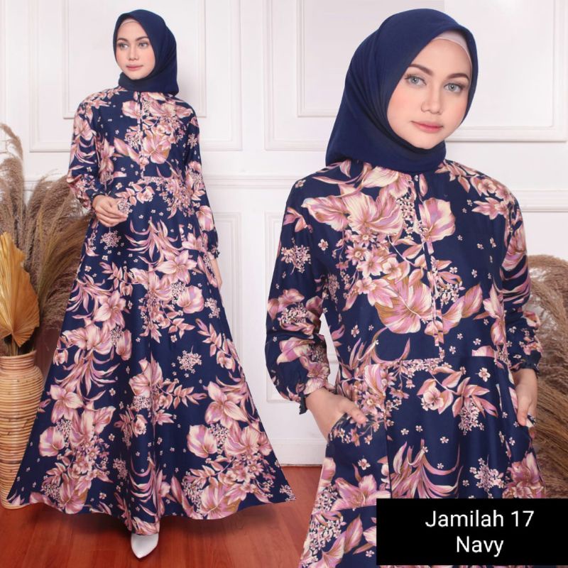 Gamis Katun Jepang Bunga Sakura Lengan Rempel XL