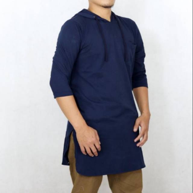 Kaos Kurta Premium / Kaos Koko Pria - KQ Hoodie Blue Navy