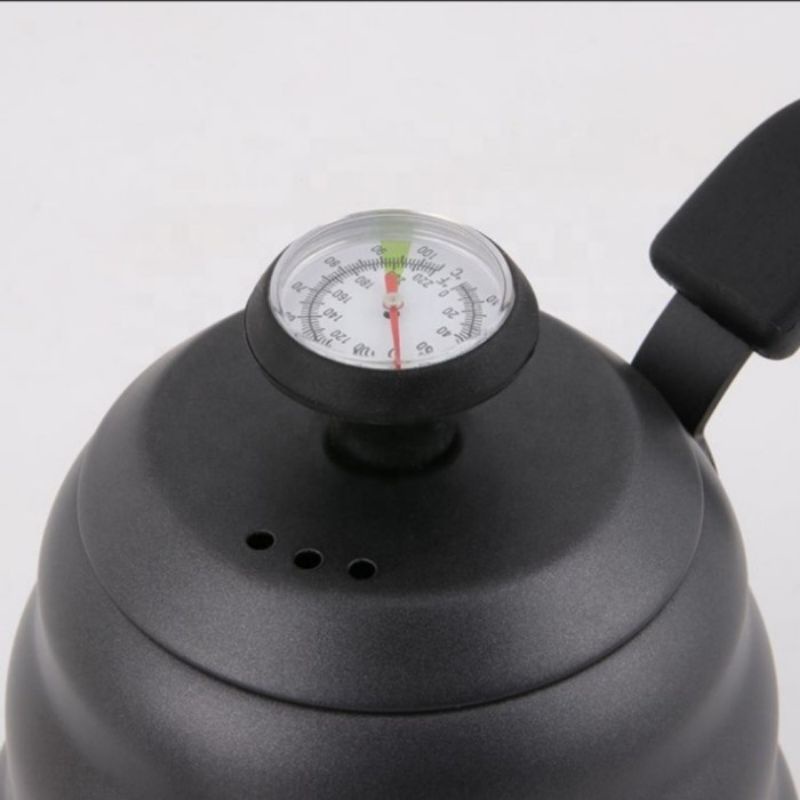 GOOSENECK KETTLE THERMOMETER BUONO 1000 ML 1200 ML BLACK | TEKO KOPI LEHER ANGSA HITAM 1 L 1,2 L DENGAN TERMOMETER | POT V60 DRIP KETTLE ESPRESSO BARISTA PERALATAN KOPI