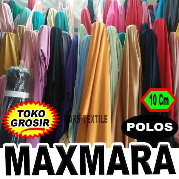 TOKO GROSIR - Kain Bahan Maxmara / Maksmara Polos Silk Premium 10 Cm