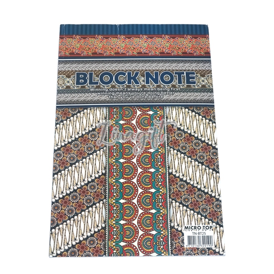 ( Ecer - 25 Lembar ) BLOCK NOTE A5 MOTIF BATIK SUMATERA / BALI / POLOS BIRU / KUNING