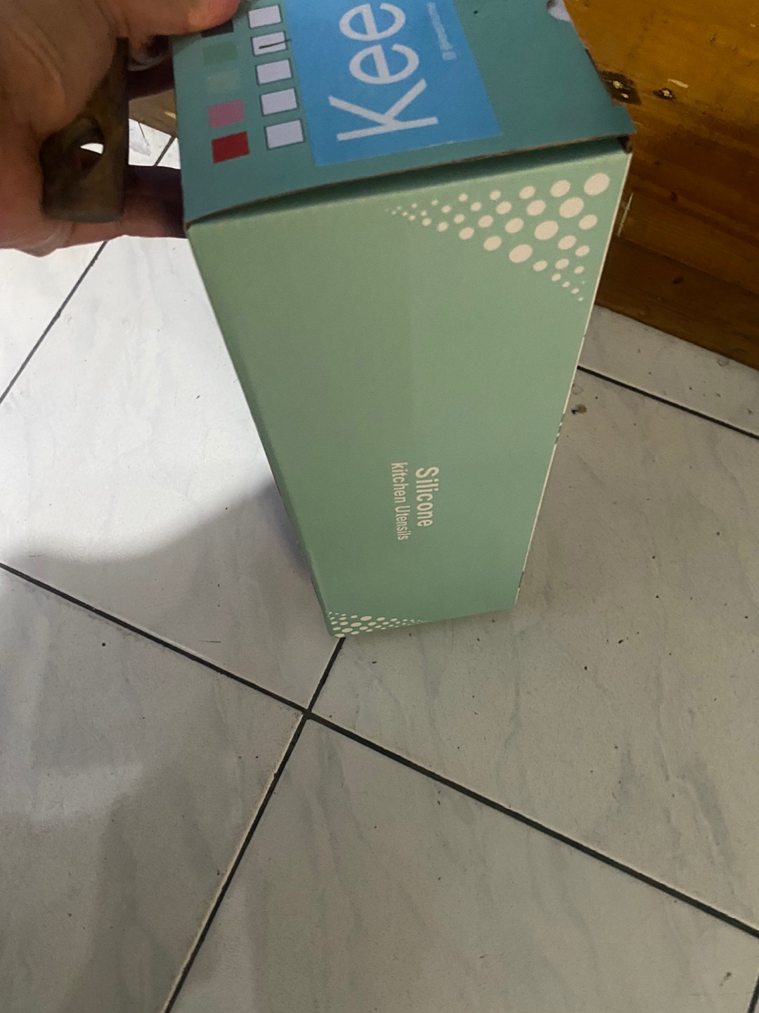 10 Pcs Alat Masak Silikon Spatula Gagang Kayu Dengan Wadah - Hijau Tua