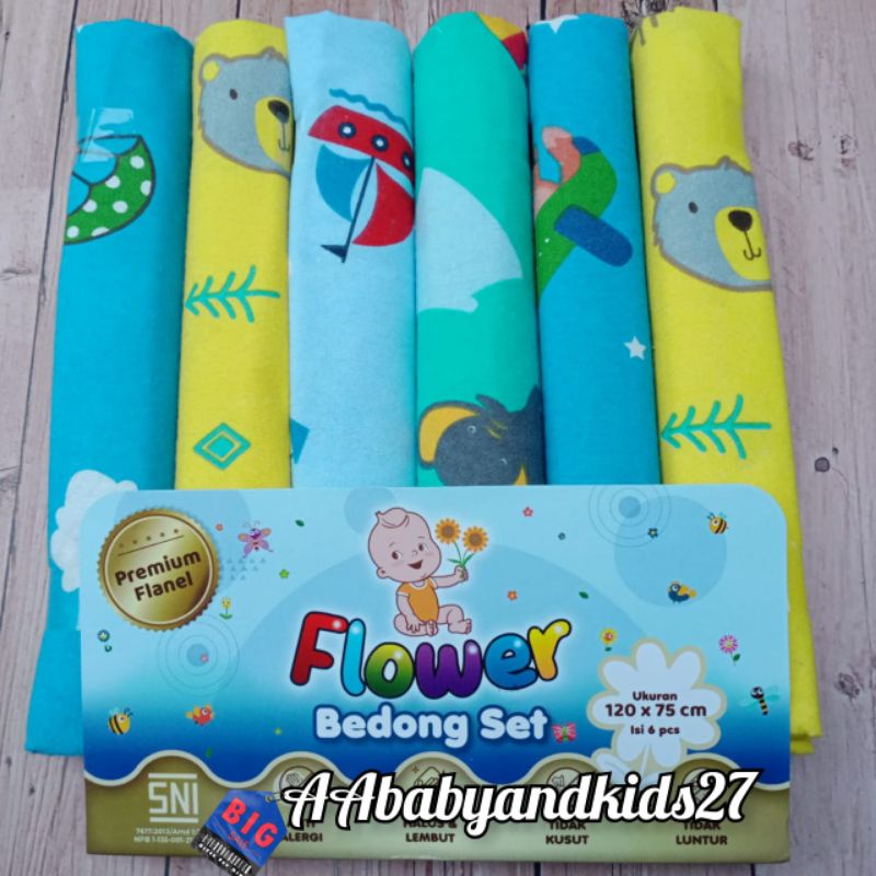 TERBARU DAN TERLARIS!!! FLOWER 1PAK Isi 6PC Bedong Bayi Flanel Kualitas Premium SNI Ukuran 120*75CM