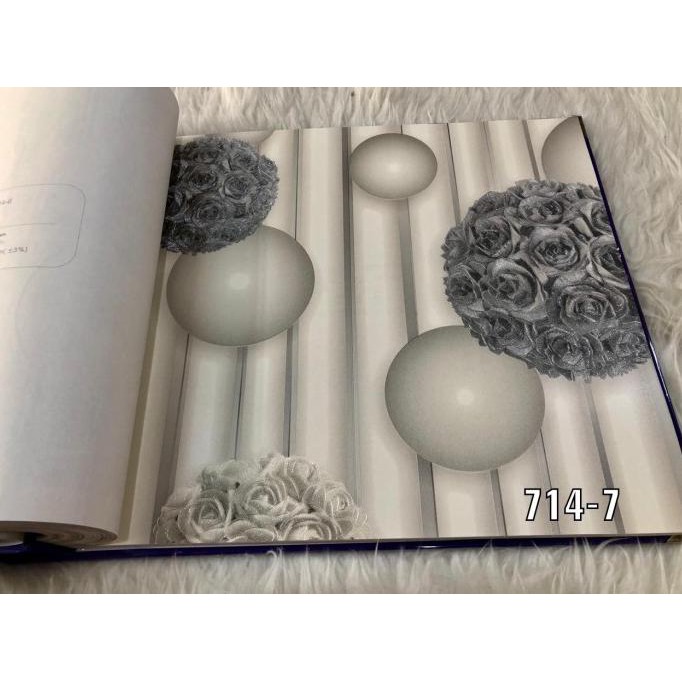 Wallpaper Dinding Motif Bulat Bunga Mawar Mewah Elegand 3D Yolansya12