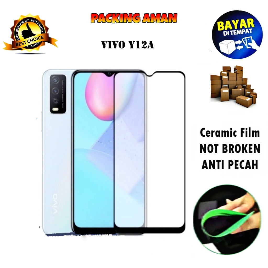 Tempered Glass Vivo Y12A 2021 4G FULL COVER FULL SCREEN Ceramic Film Anti Gores