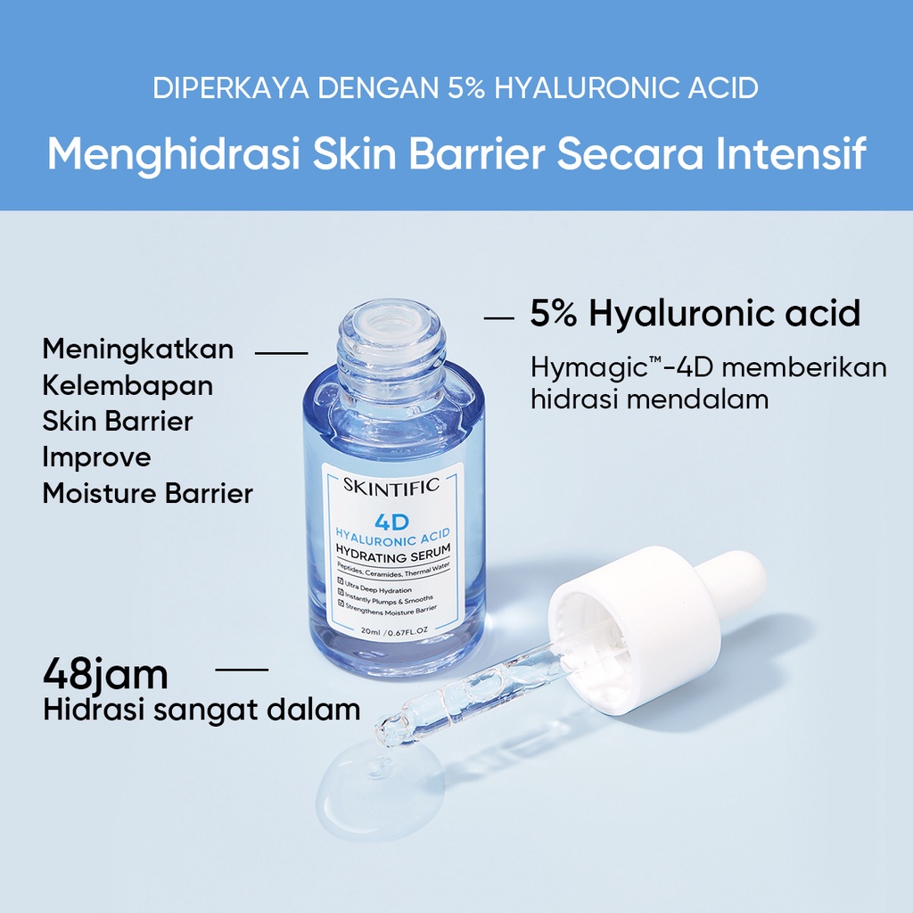 ORIGINAL SKINTIFIC 4D Hyaluronic Acid Hydrating Serum 20ml / Serum Wajah / LEDI MART