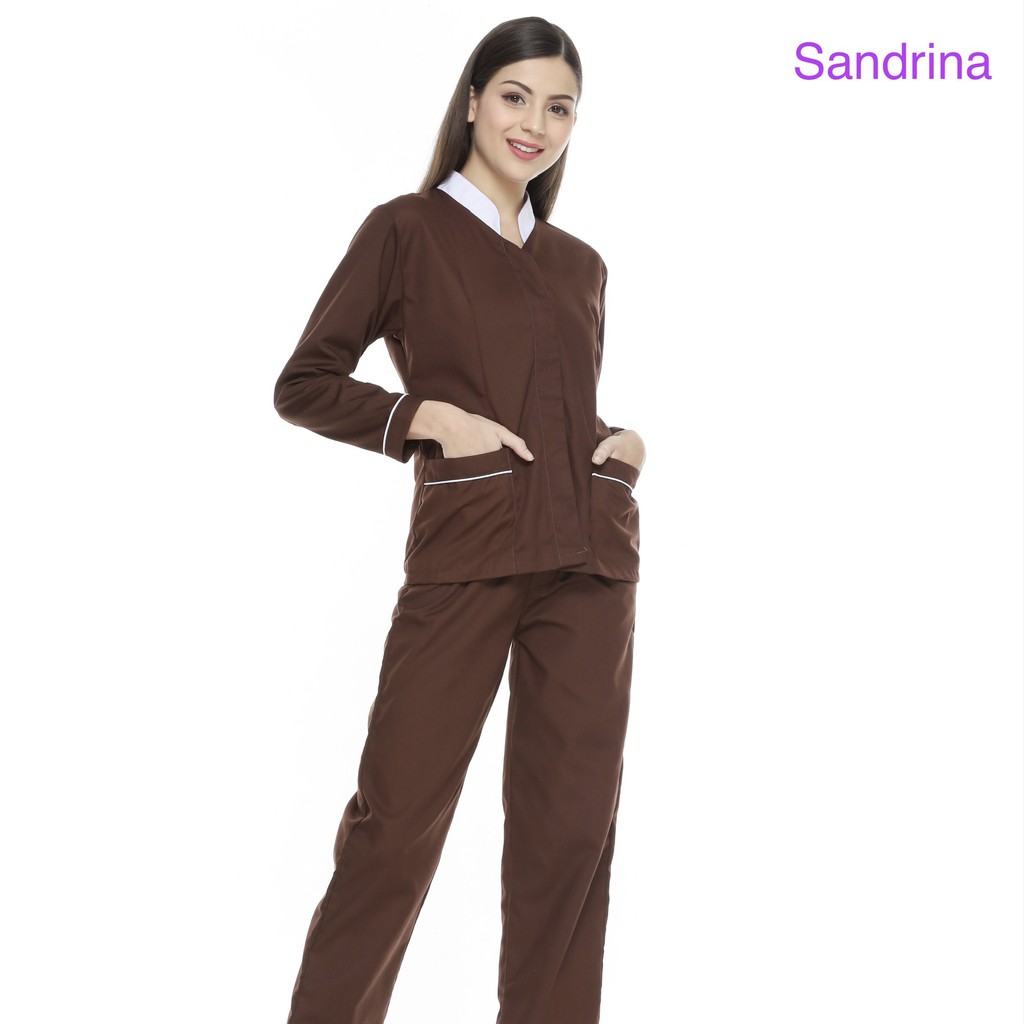 [SANDRINA] Baju seragam suster ( Lengan panjang )/ Seragam nanny/ Seragam klinik premium