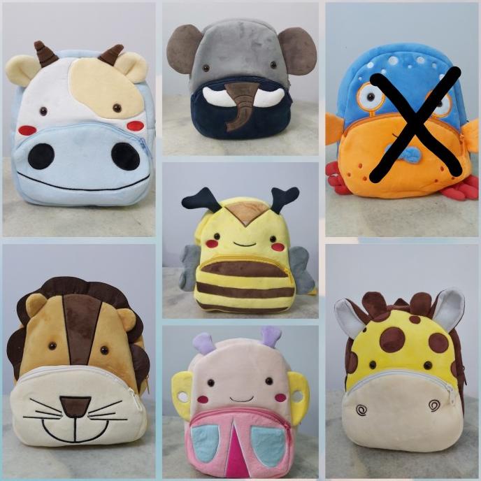 Tas ransel anak sekolah boneka animal binatang Kupu lebah jerapah sapi