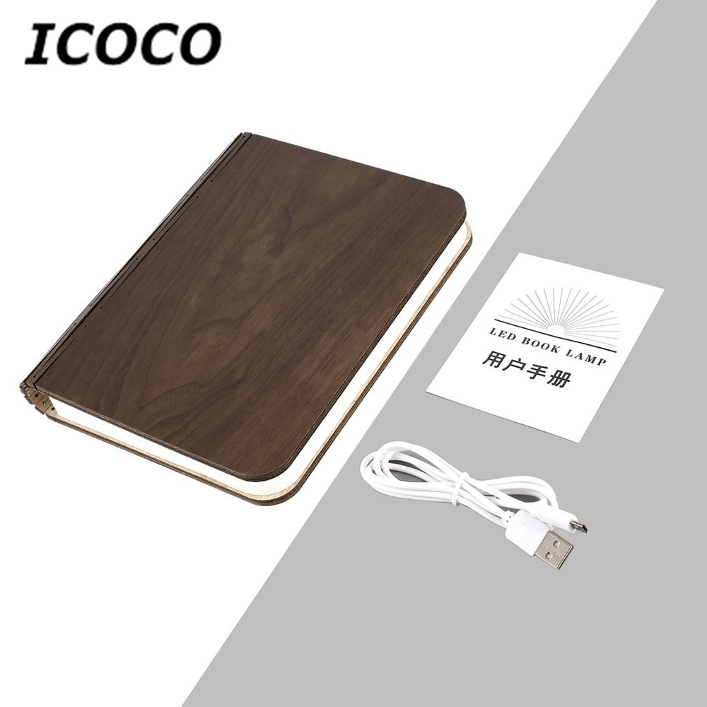 ICOCO Lampu LED USB Magnetic Foldable Wooden Book Lamp Night Light - ZM1340801