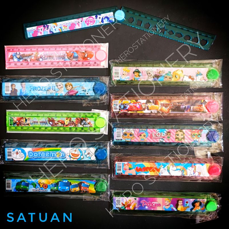 

SATUAN Penggaris lipat plastik motif karakter fancy 30 cm