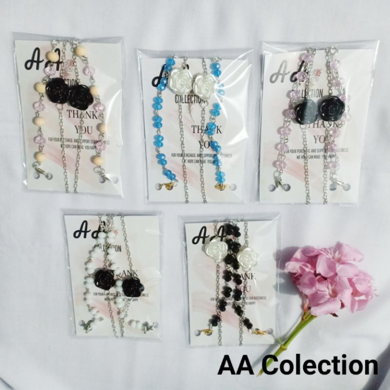 2in 1 Tali Masker / 2in1 Strap Masker KRISTAL / Kalung Masker 2in1/Strap Masker 2in1/ Headloop 2in1