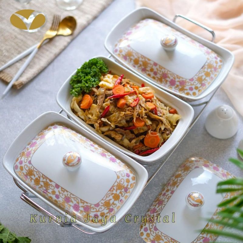 Prasmanan Keramik Set 3 Import/ Wadah saji Keramik set 3 import Motif Garden