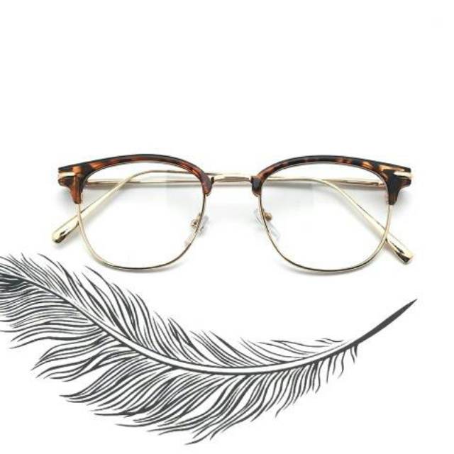 Frame Kacamata Minus Baca Clubmaster Boite Pria Wanita - Kacamata Besi Plastik Kotak Persegi