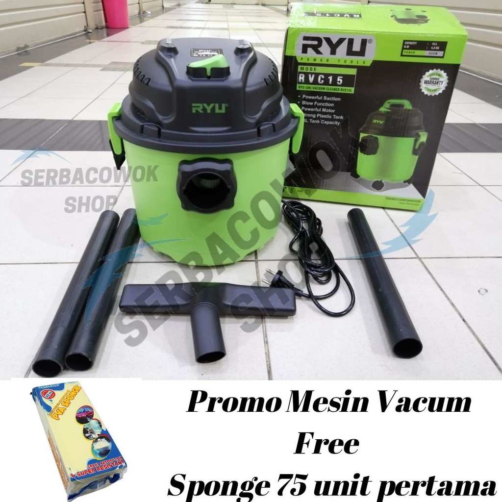 Hot Promo RYU Vacum Cleaner RVC 15 Sedot Kering dan Basah Termurah Berkualitas Free Sponge