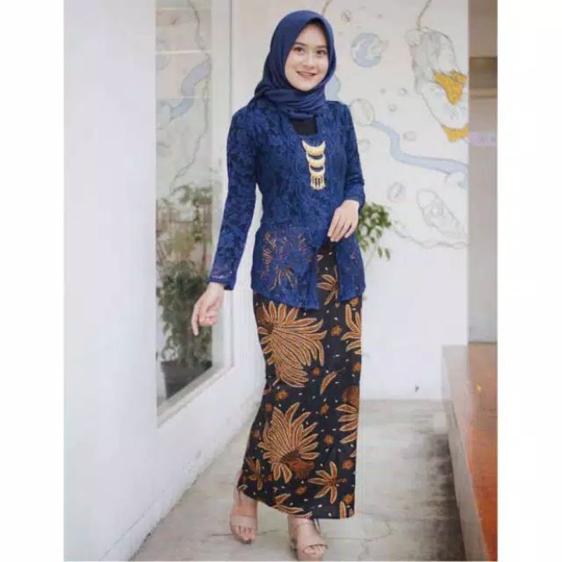 setelan kebaya kutubaru brokat lengan panjang murah