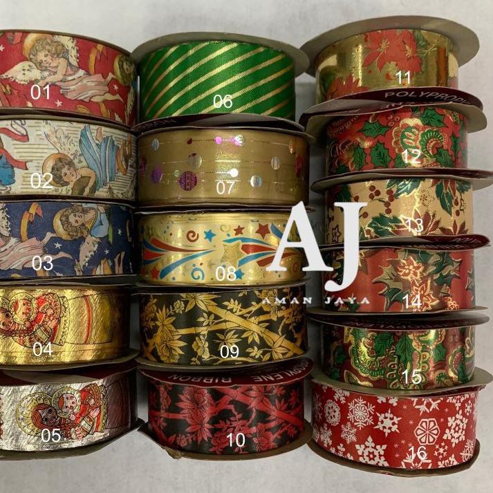 

『Perdana』 Pita Kado Dekorasi Natal Motif Merry Christmas Ribbon 1,25 Inch / 3 cm