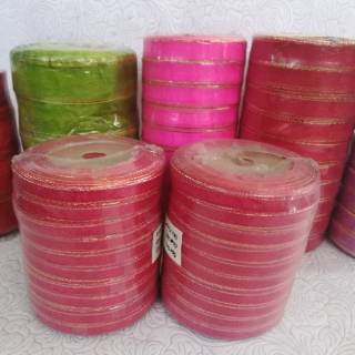Pita organdi list emas pita kaca untuk hiasan souvenir Pita organdi list emas pita kaca untuk hiasan souvenir