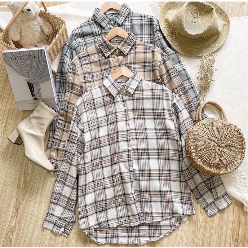 KEMEJA MERYYL FLANEL SHIRT / KEMEJA WANITA OVERSIZED KOTAK