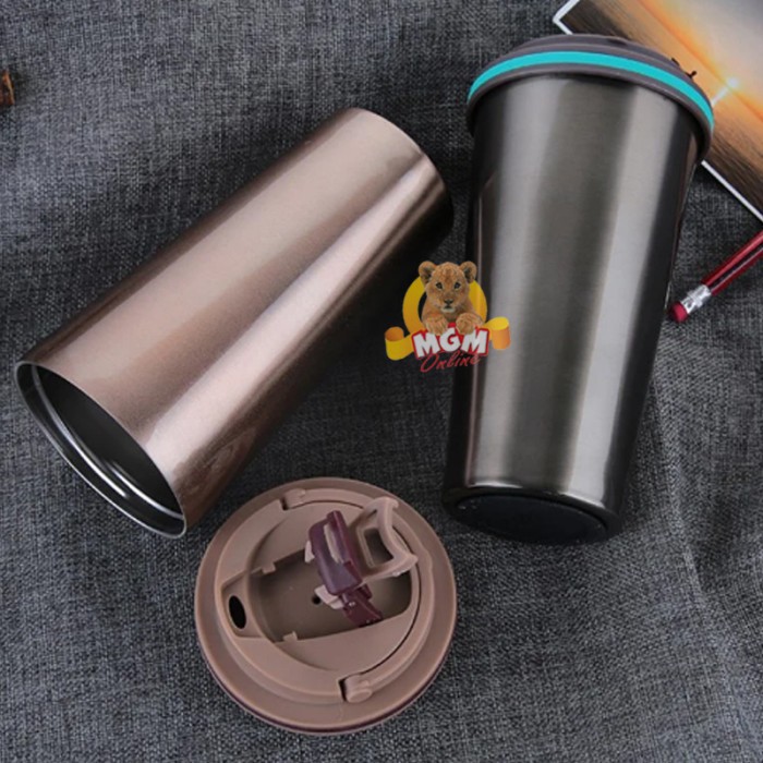 Suction Termos air vaccum warna 450ml Travel Coffee Mug dengan Handle