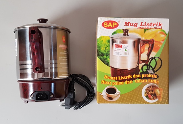 Mug stainless panci listrik, teko listrik kettle pemanas air SAP BR 2014 200 watt promo