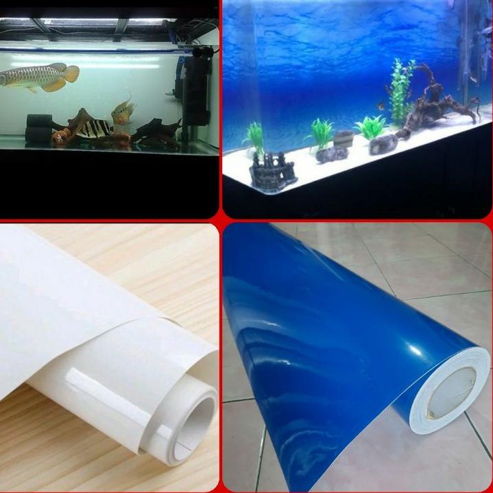 ➶a6 Pasti Murah➶ skotlet stiker kaca aquarium/ stiker background akuarium polos biru putih hitam dof glossy mengkilap 42 ➶