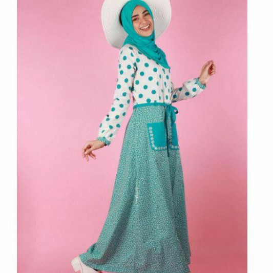 Gamis Dannis dewasa biru tosca L