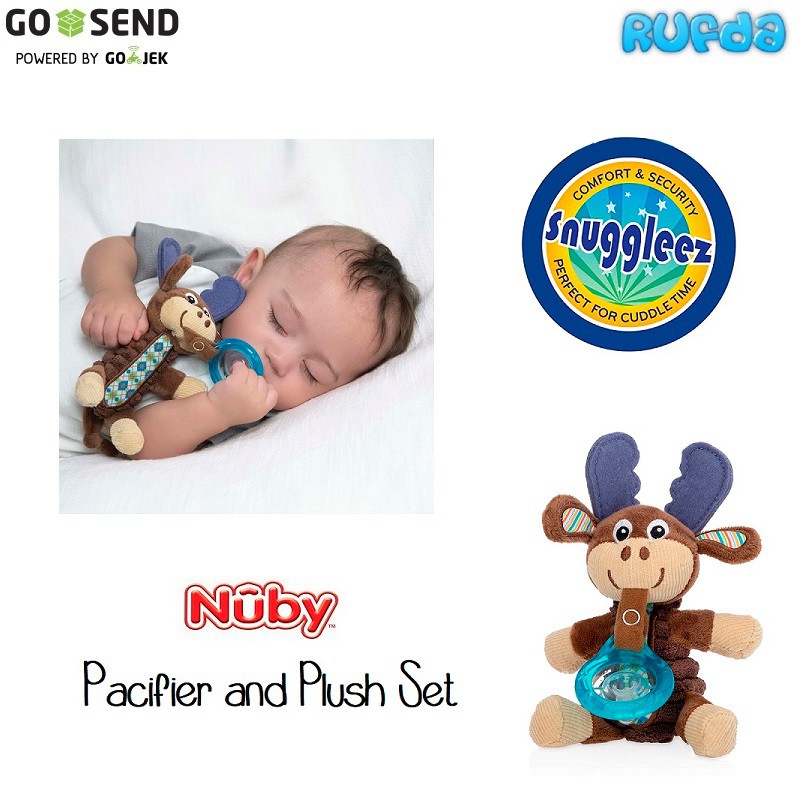 Nuby Calm Snuggleez Pacifier Natural Flex with Plush Set 0-6m