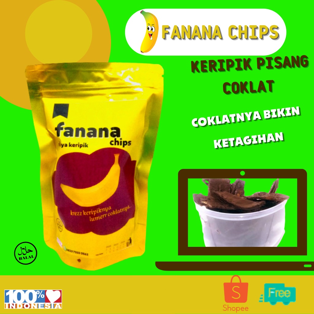 

FANANA CHIPS KERIPIK PISANG COKLAT LUMER SNACK MAKANAN RINGAN KEKINIAN RASA COKLAT