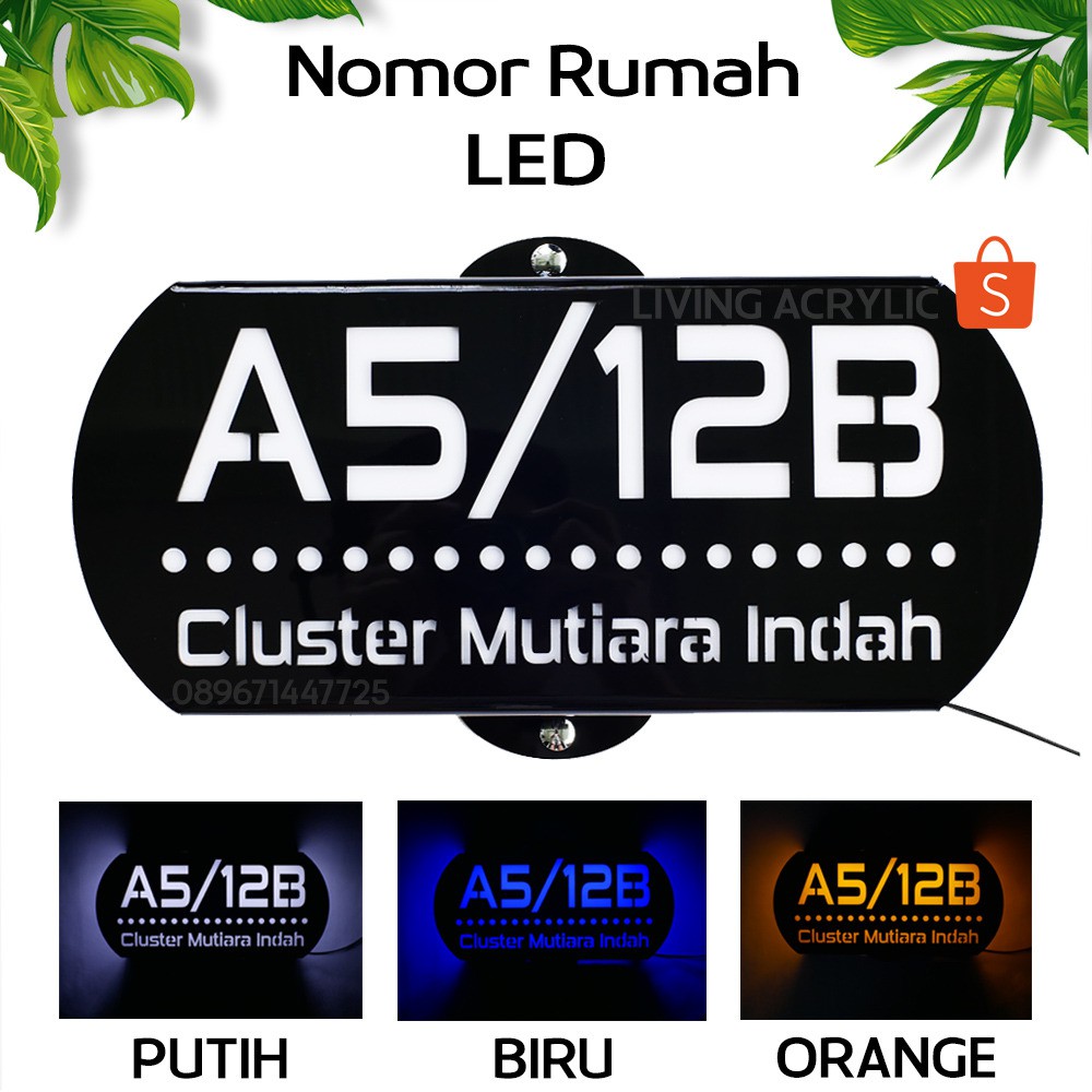 PROMOOO!!! Papan Nomor Rumah Lampu LED Acrylic Hiasan Teras Rumah Akrilik