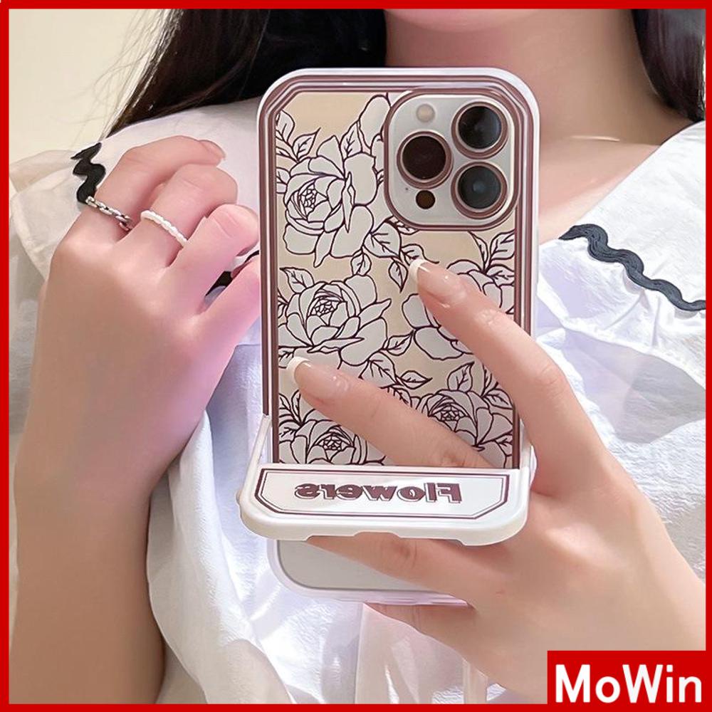 iPhone Case Acrylic Invisible Folding Stand Silicone Soft Case Airbag Shockproof Cover Camera Retro Flower Compatible For iPhone 11 Pro Max 13 Pro Max 12 Pro Max 7Plus xr XS Max