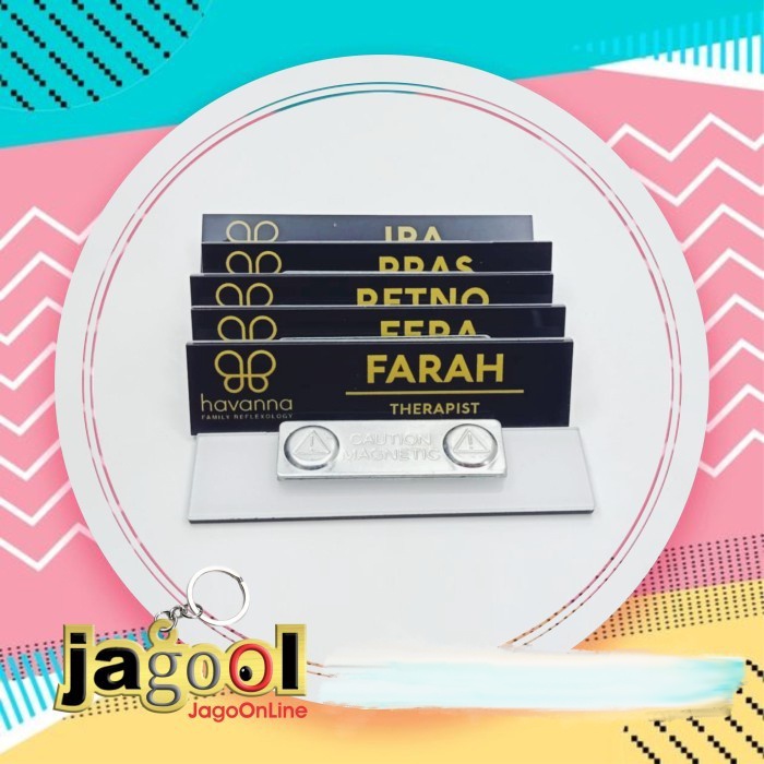 

Nama Dada Nametag Full Akrilik No Resin Print UV Laser Cutting 8x2cm