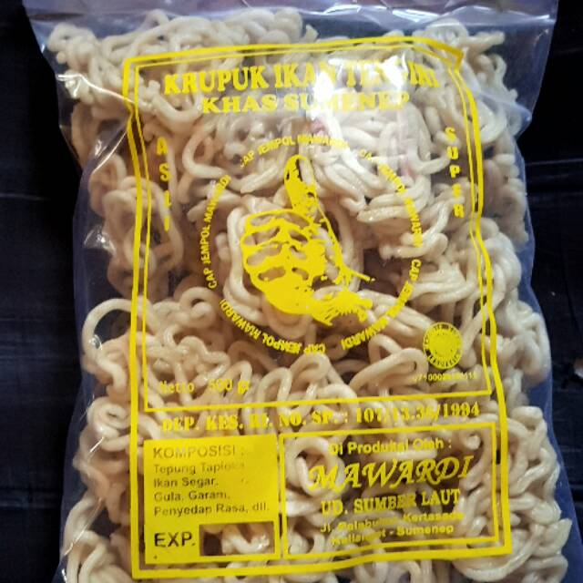 

Krupuk Ikan Tengiri "Pattola" Cap Jempol Mawardi Asli Sumenep Madura (500gr)