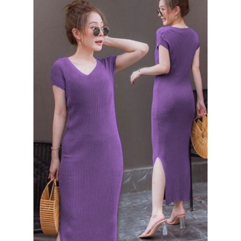 dress wanita rajut panjang