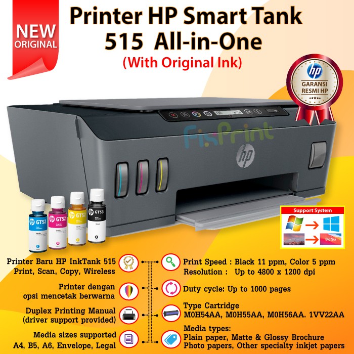 Printer HP Smart Tank 515 Wireless All-in-One (Print - Scan - Copy)