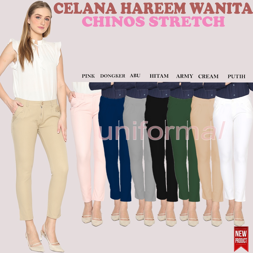 Celana Kerja Wanita Kantor Formal CHINOS HAREEM Mid Waist Panjang Slim Fit Clana harem Kancing Depan Style S - XL CELANA PANJANG KANTORAN MODEL REGULER KANCING JOGER PANTS / KEKINIAN / MURAH / KOREA / PUTIH MERAH MUDA CREM HITAM DONGKER / HAREM PANTS