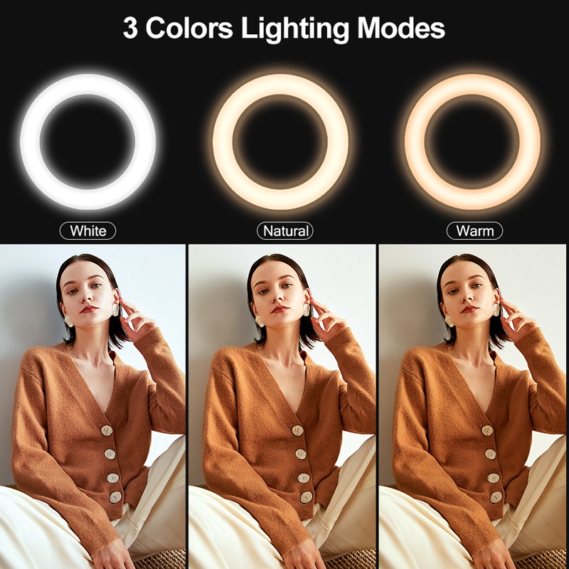 RING LIGHT 26cm + TRIPOD 2,1meter Lampu LED ringlight Selfie Vlog Live Streaming