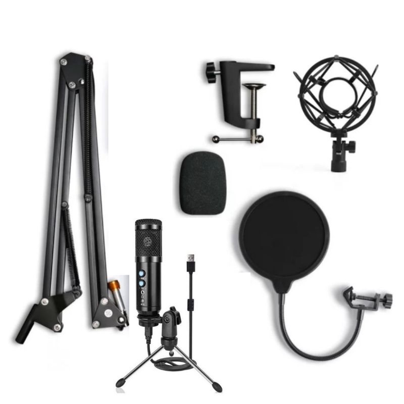 Paket Condensor Microphone UD 900 FX / Stand Arm Jepit / Popfilter