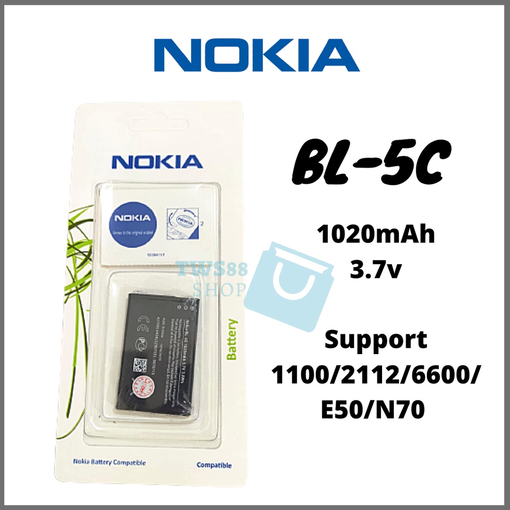 (TWS) Baterai Batre Battery Original Nokia BL-5C 5C BL5C BL 5C 3110c 2330 3500 1100 1200 1650 2300 2600 2700 2730 3100 5130 3650 3660 6600 6030