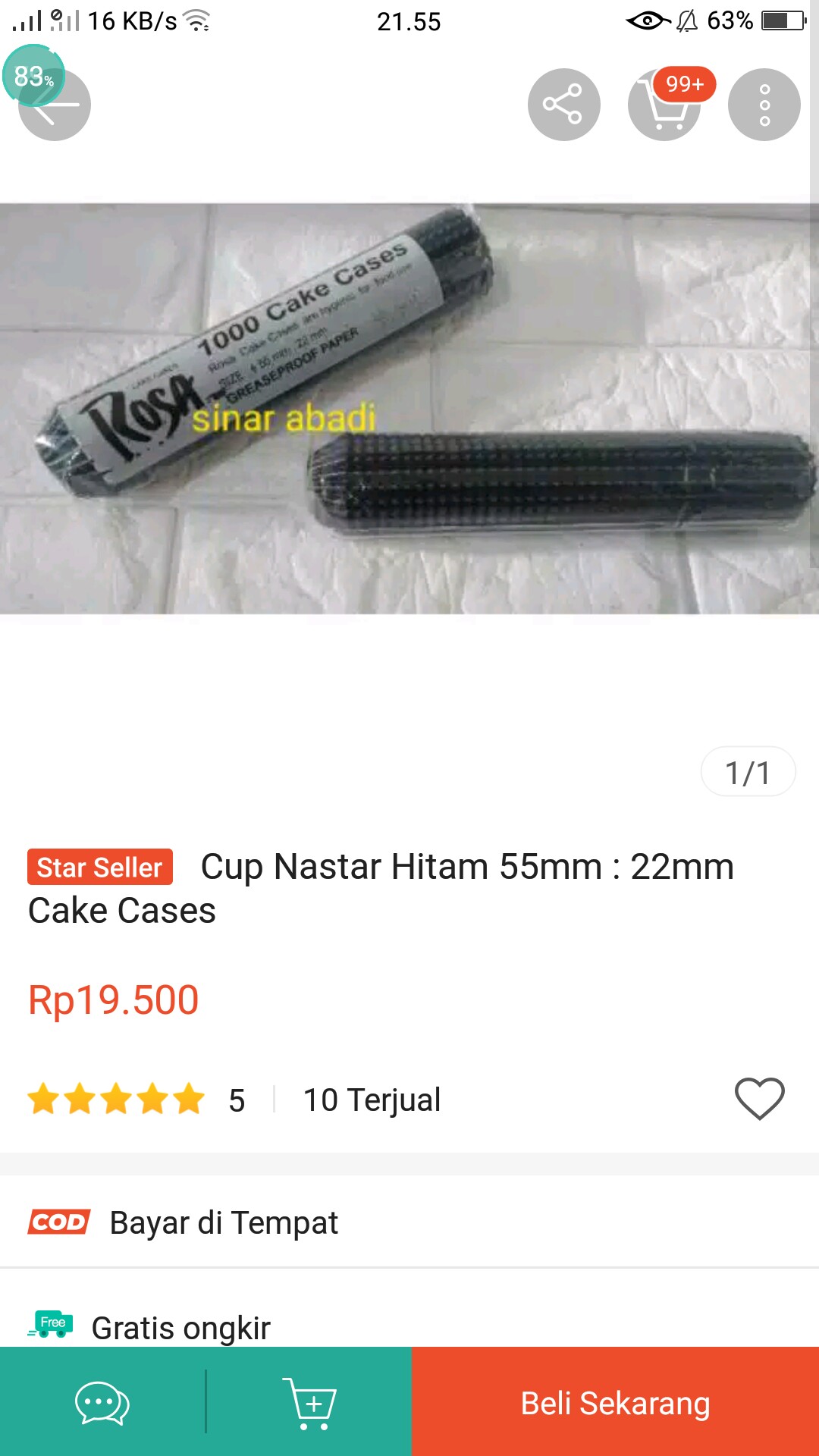 Cup Cake Cases Nastar Hitam 55mm : 22mm Cake Cases