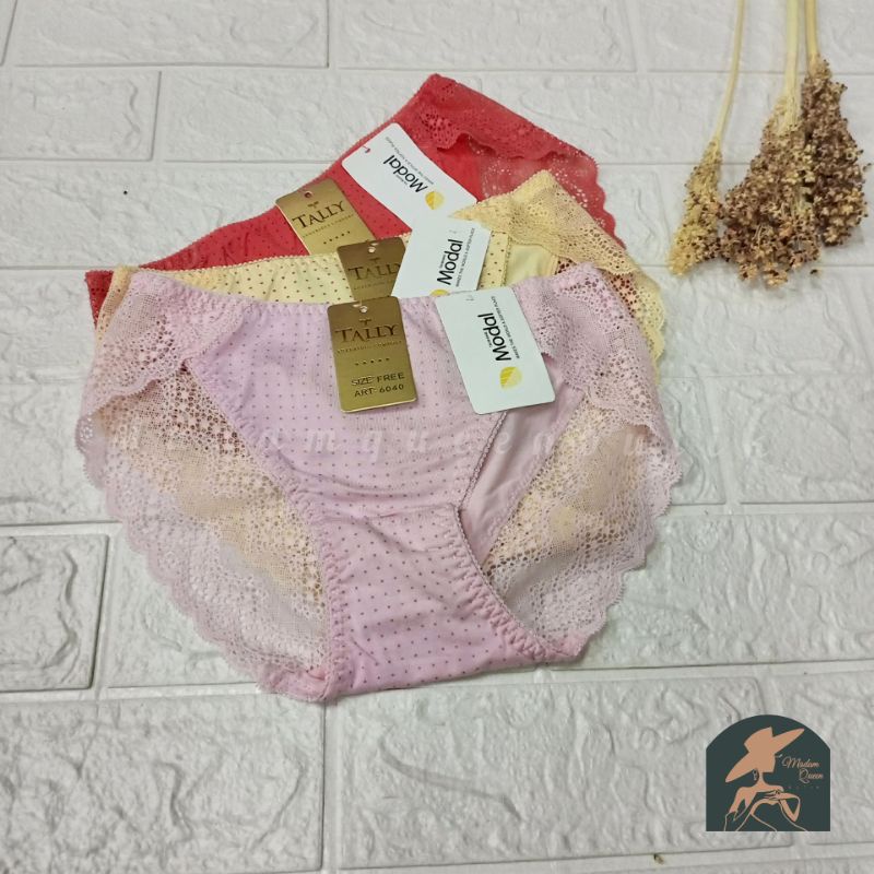 TALLY CD CELANA DALAM 6040 | MODEL MINI | BAHAN KATUN BAMBOO VARIASI RENDA