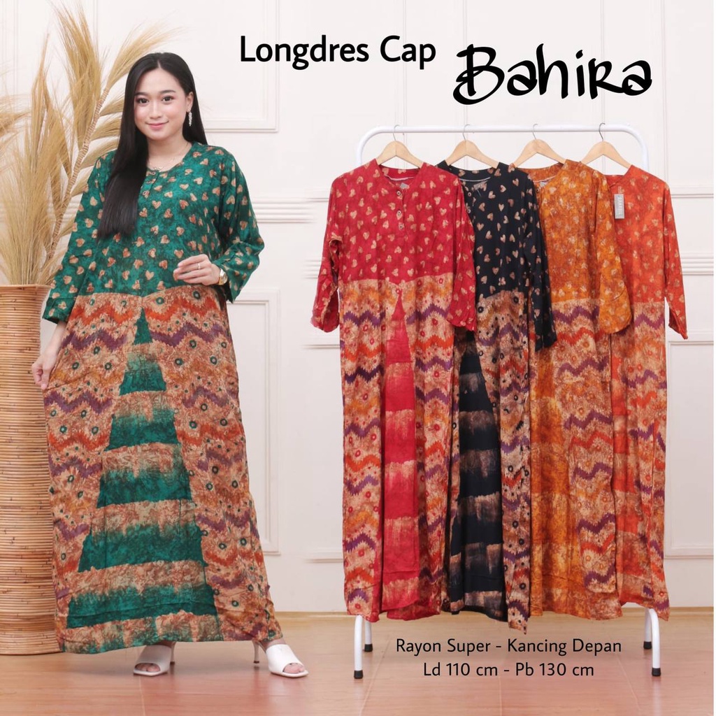 Longdress Wanita Batik Cap Malaman Dress Rayon Tebal Busui Kekinian Terbaru